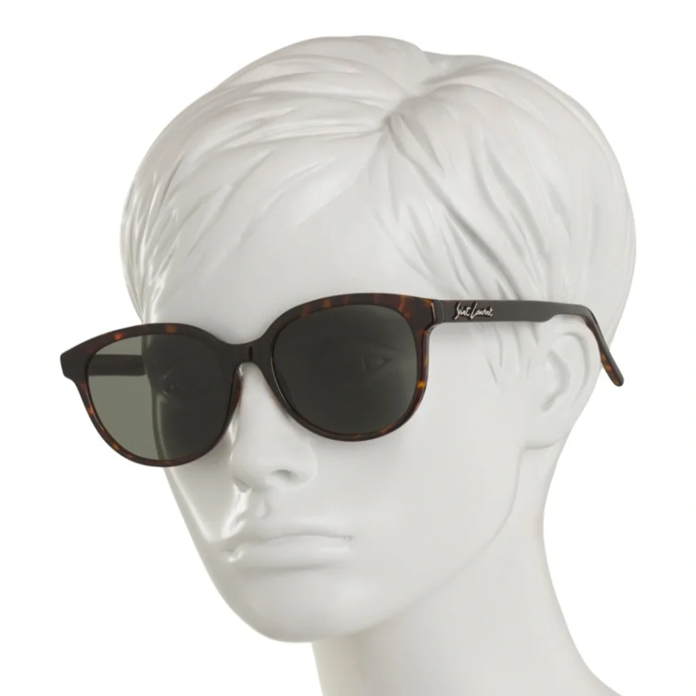 Saint Laurent Tortoiseshell Frame Sunglasses with Green Lenses